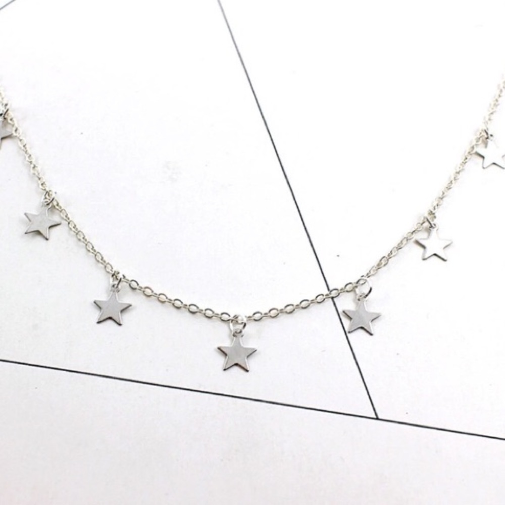 Dainty silver star choker necklace - Picture 2 of 2